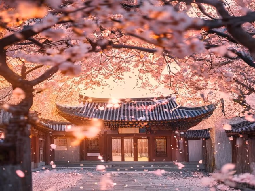 한옥 궁궐과 벚꽃 — 이번 달의 결